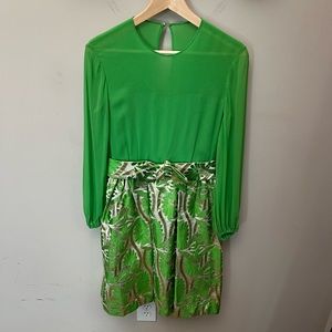 Vintage Joanna Nelson Metallic Crane Dress